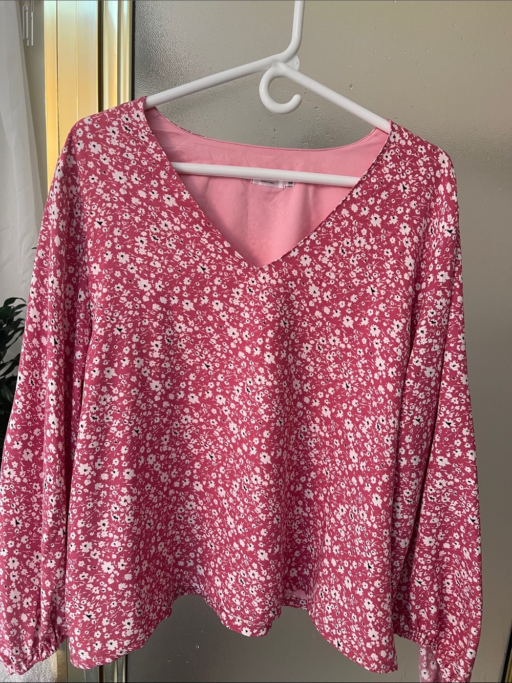 Women's Pink Floral V-Neck Tunic Top